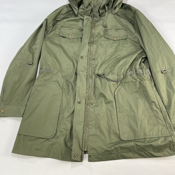 YOKI Jacket Coat Women's 3XL  Green Anorak Full Zip Hooded Drawstring Waist - Picture 3 of 13